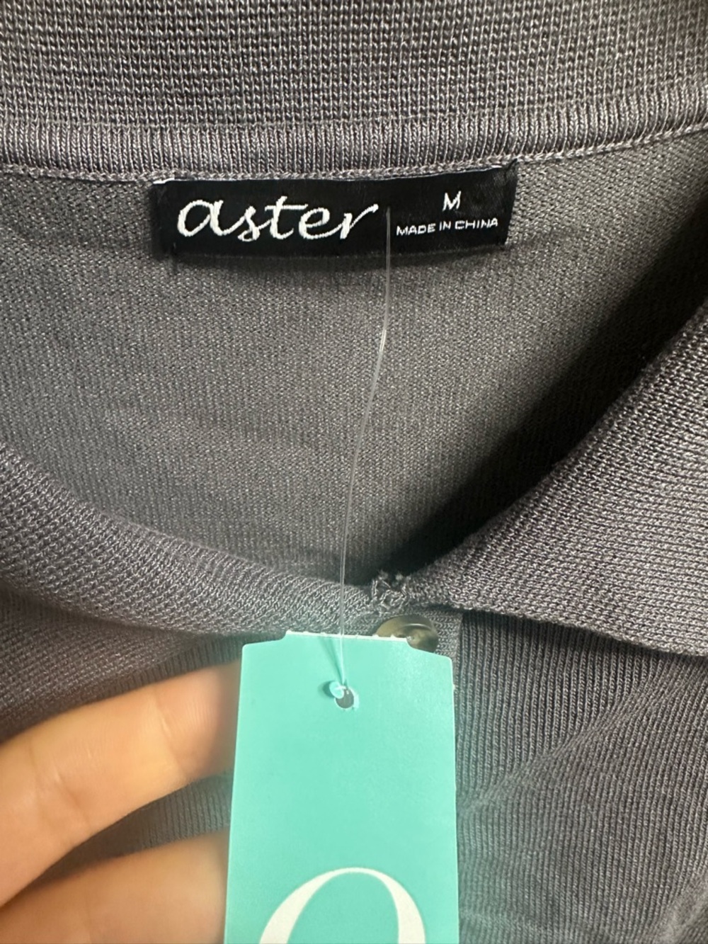 Masters Charcoal Ruched-Front Button-Down Top - Picture 5 of 6